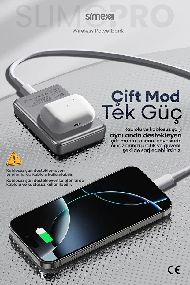 Simex Slim Magsafe Powerbank 10000 mAh - 20W PD Hızlı Şarj Taşınabilir Batarya